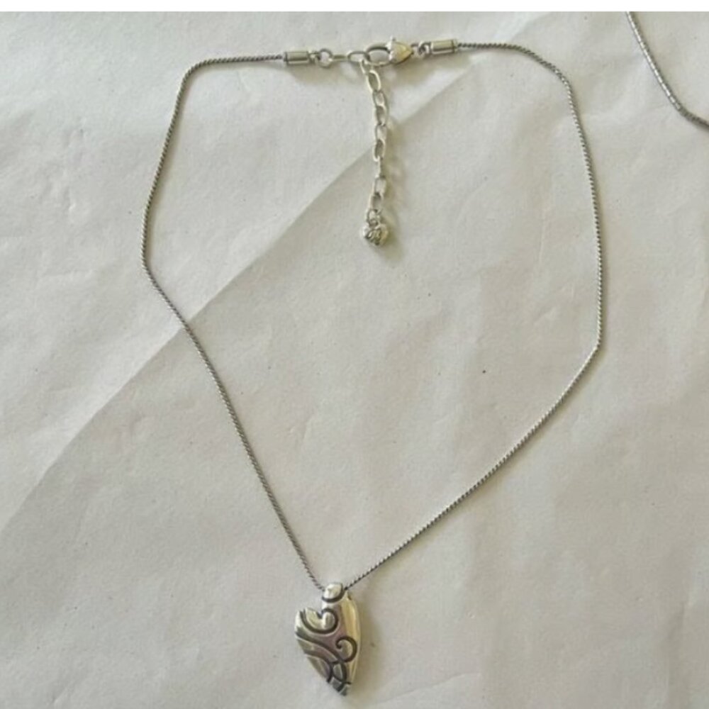BRIGHTON Necklace: Give It a Swirl silver heart pendant necklace - Picture 3 of 4